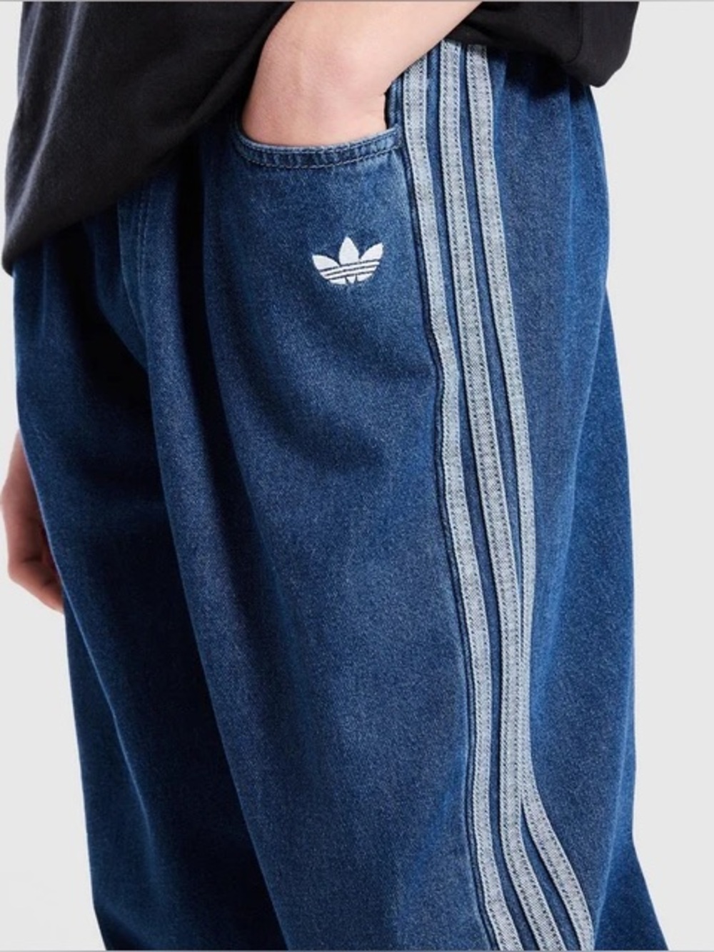 Adidas Originals Kids Denim 3-Stripes Pants Medium NWT Y2K unisex